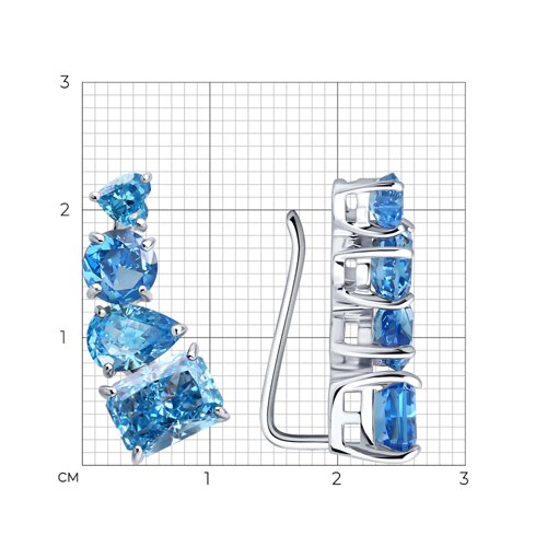 Серьги из серебра с фианитами из серебро — вид 2
