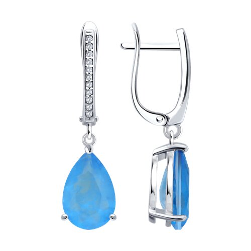 Серьги из серебра с дуплетами и фианитами - видео на модели