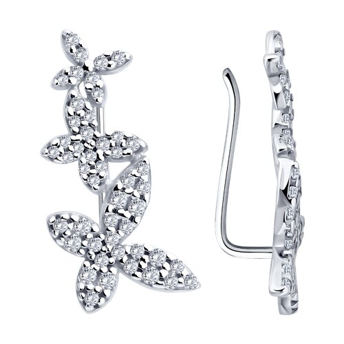 Серьги из серебра с фианитами