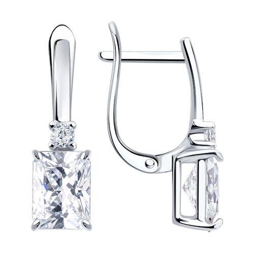 Серьги из серебра с фианитами