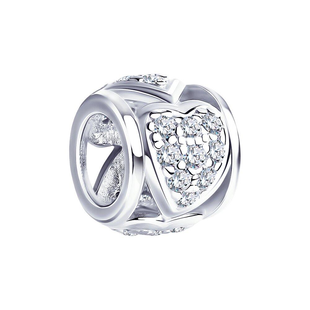 Подвеска-шарм для браслета с фианитами из серебро