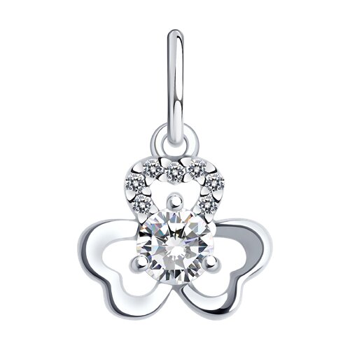 Подвеска клевер из серебра с фианитами