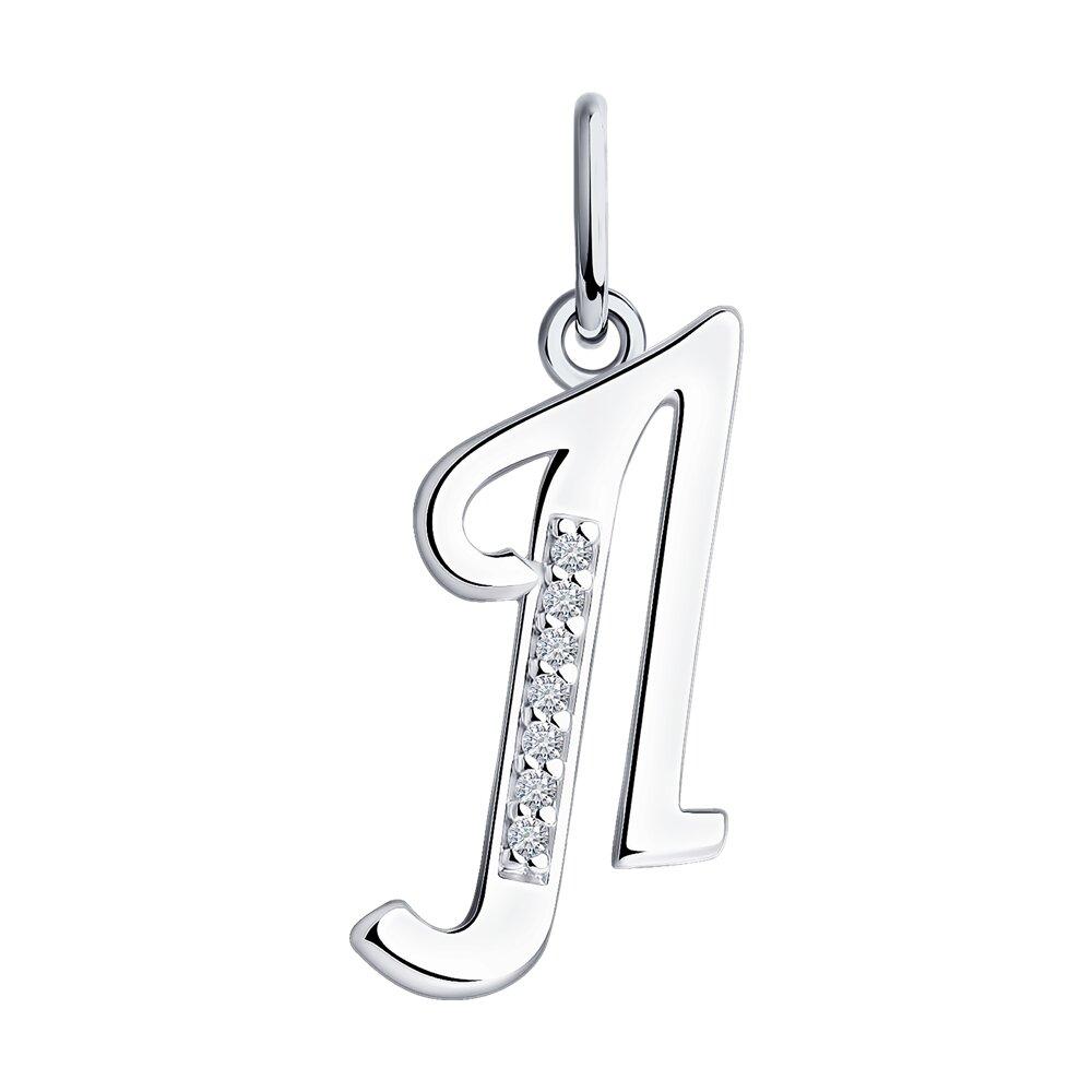 Подвеска-буква из серебра с фианитами из серебро