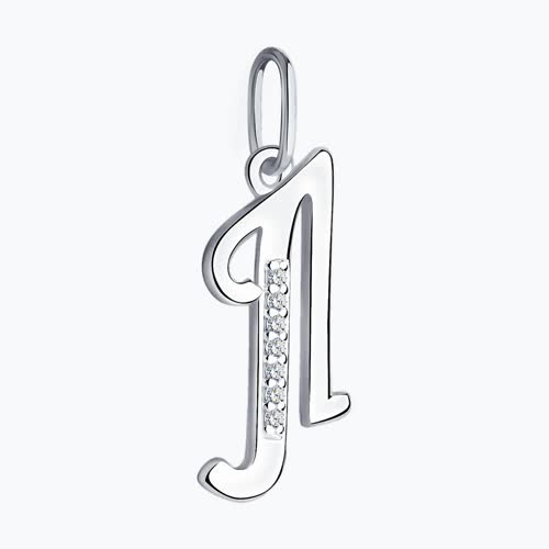 Подвеска-буква из серебра с фианитами из серебро — вид 3