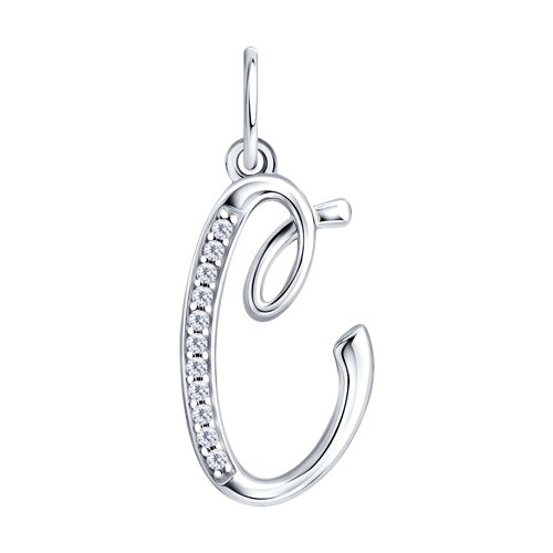Подвеска-буква из серебра с фианитами