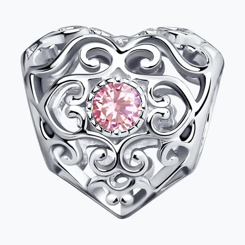 Подвеска - шарм из серебра  с розовыми фианитами из серебро — вид 2