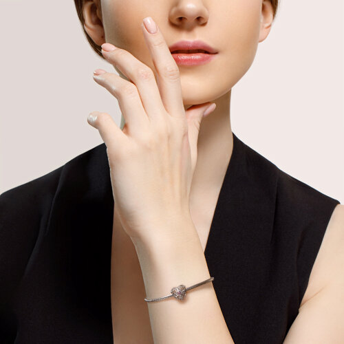 Подвеска - шарм из серебра  с розовыми фианитами из серебро — вид 3