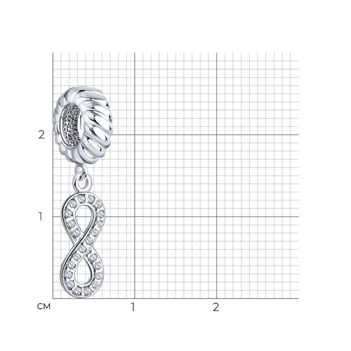 Подвеска - шарм бесконечность  из серебра с фианитами из серебро — вид 2