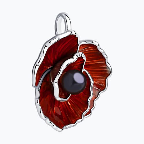 Подвеска из серебра с эмалью и чёрным жемчугом из серебро — вид 3