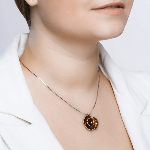 Подвеска из серебра с эмалью и чёрным жемчугом из серебро — вид 4