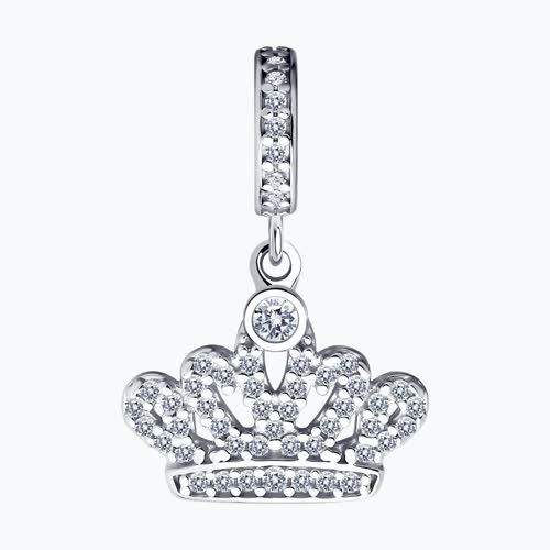 Подвеска - шарм корона из серебра с фианитами из серебро — вид 2