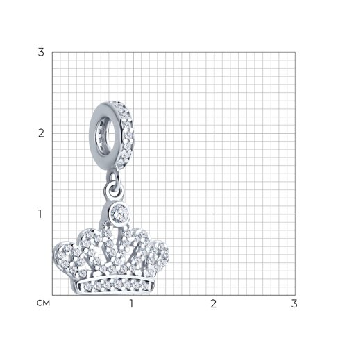 Подвеска - шарм корона из серебра с фианитами из серебро — вид 4