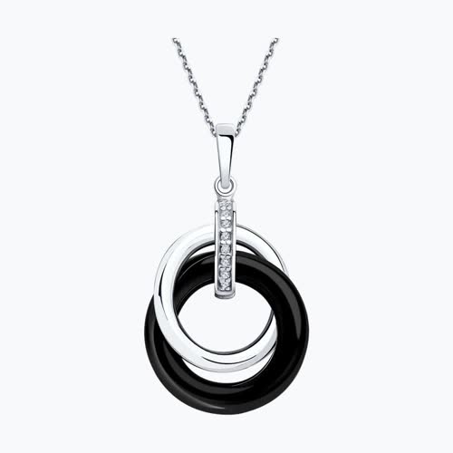 Подвеска из серебра с керамической вставкой и фианитами из серебро — вид 2