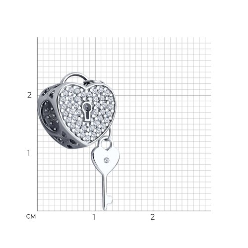 Подвеска - шарм из серебра с фианитами из серебро — вид 2
