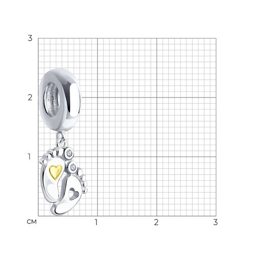 Подвеска-шарм из золочёного серебра с фианитами из серебро — вид 2