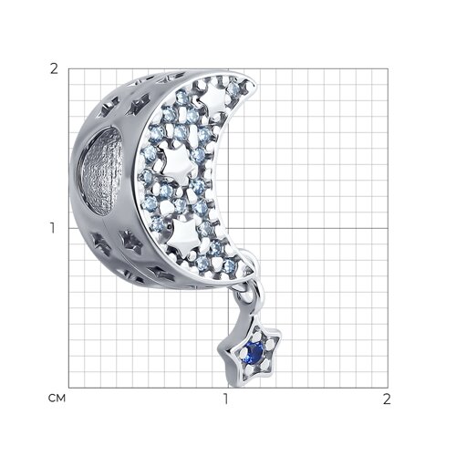 Подвеска-шарм из серебра с фианитами из серебро — вид 2