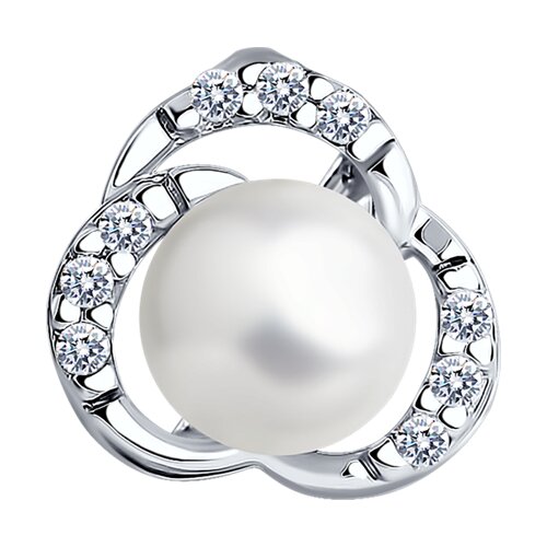 Подвеска из серебра с жемчугом и фианитами - видео