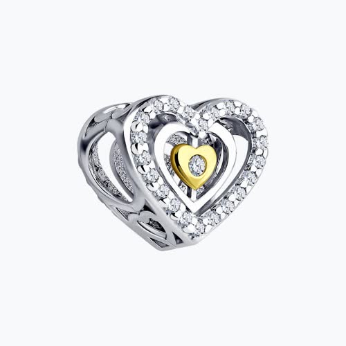 Подвеска-шарм из золочёного серебра с фианитами из серебро