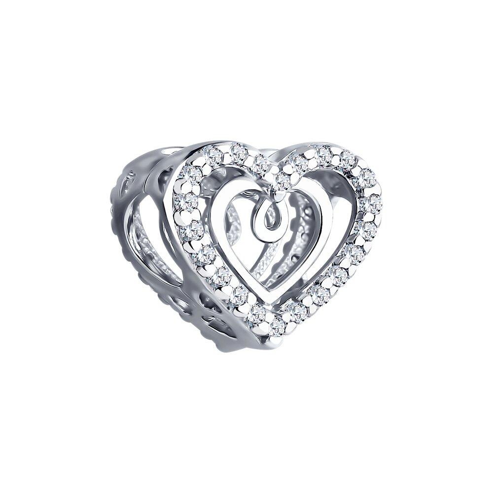 Подвеска-шарм  из серебра с фианитами из серебро