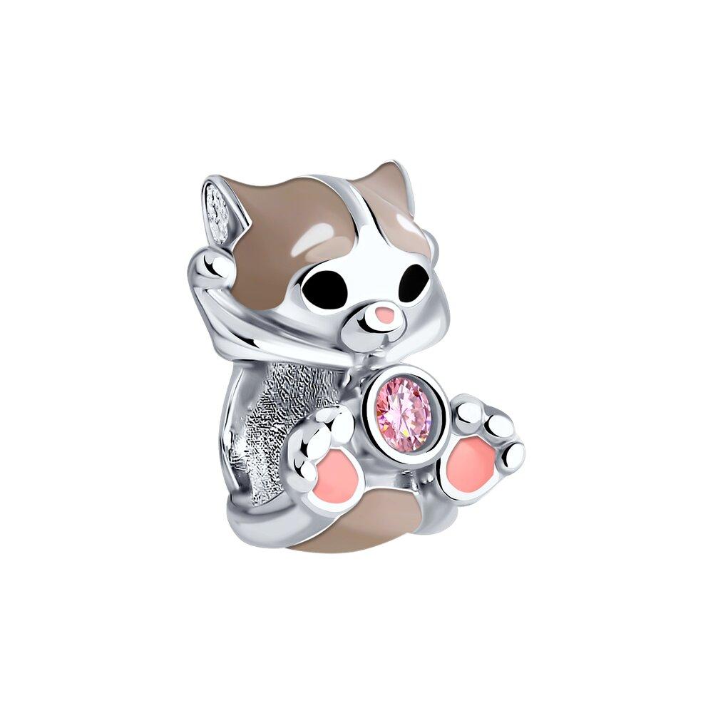 Подвеска-шарм  из серебра с фианитом и эмалью из серебро