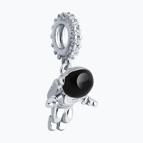 Подвеска -шарм из серебра с фианитами и эмалью из серебро