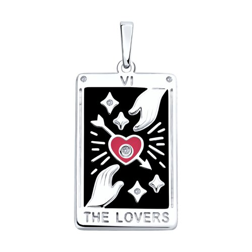 Подвеска из серебра с фианитами и эмалью - видео на модели