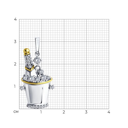Подвеска из золочёного серебра с фианитами из серебро — вид 4