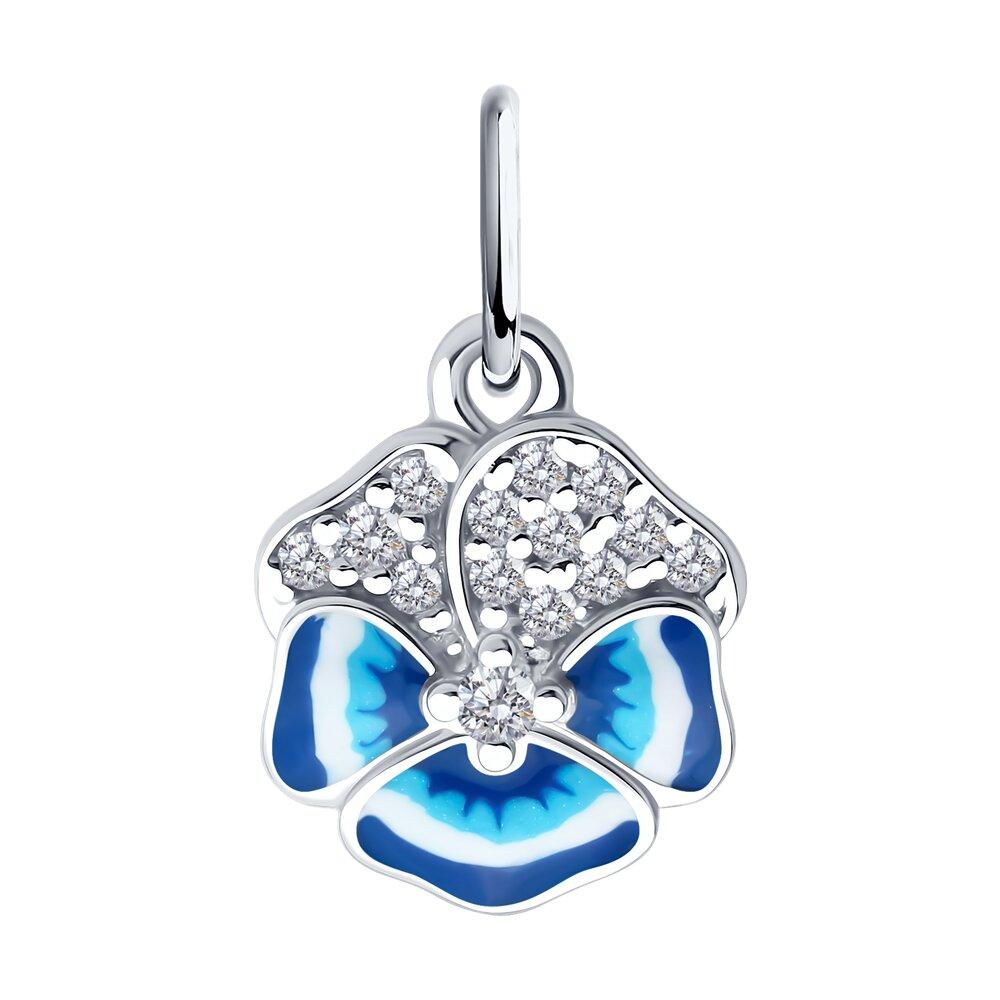 Подвеска из серебра с фианитами и эмалью - видео на модели