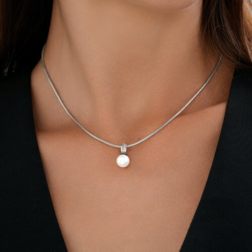 Подвеска из серебра с жемчугои и фианитами из серебро — вид 4