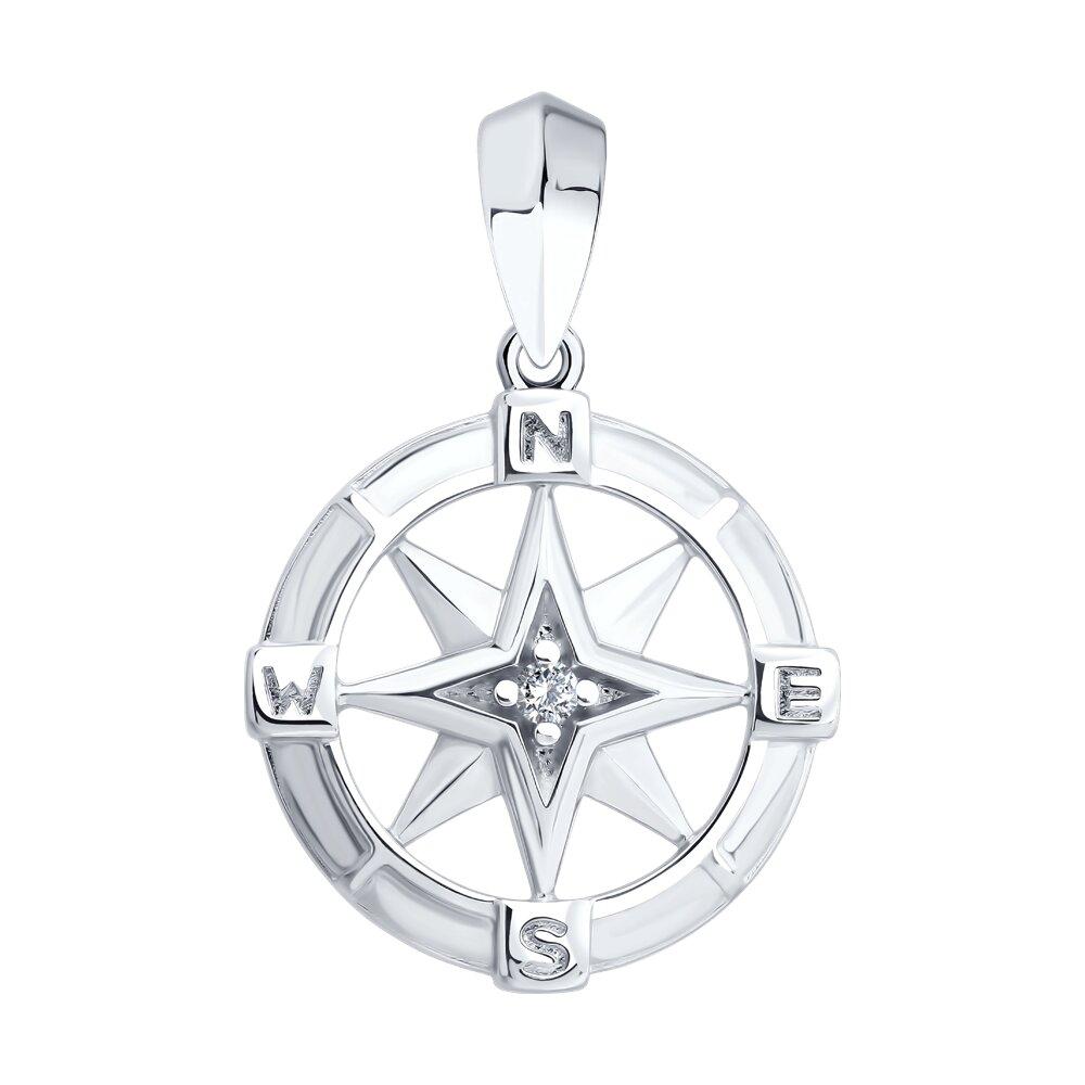 Подвеска из серебра с фианитом - видео на модели