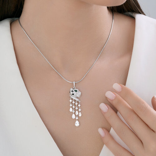 Подвеска из серебра с фианитами и эмалью из серебро — вид 4