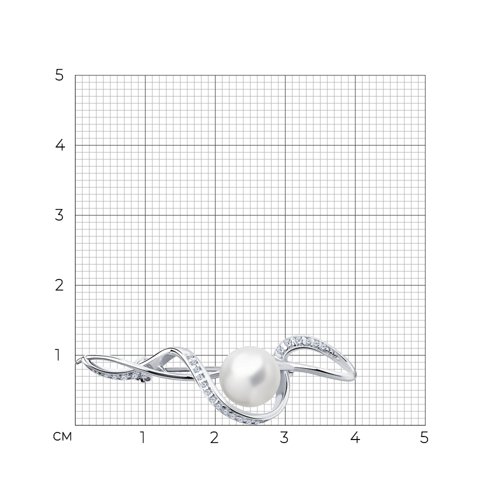 Брошь из серебра с жемчугом и фианитами из серебро — вид 4