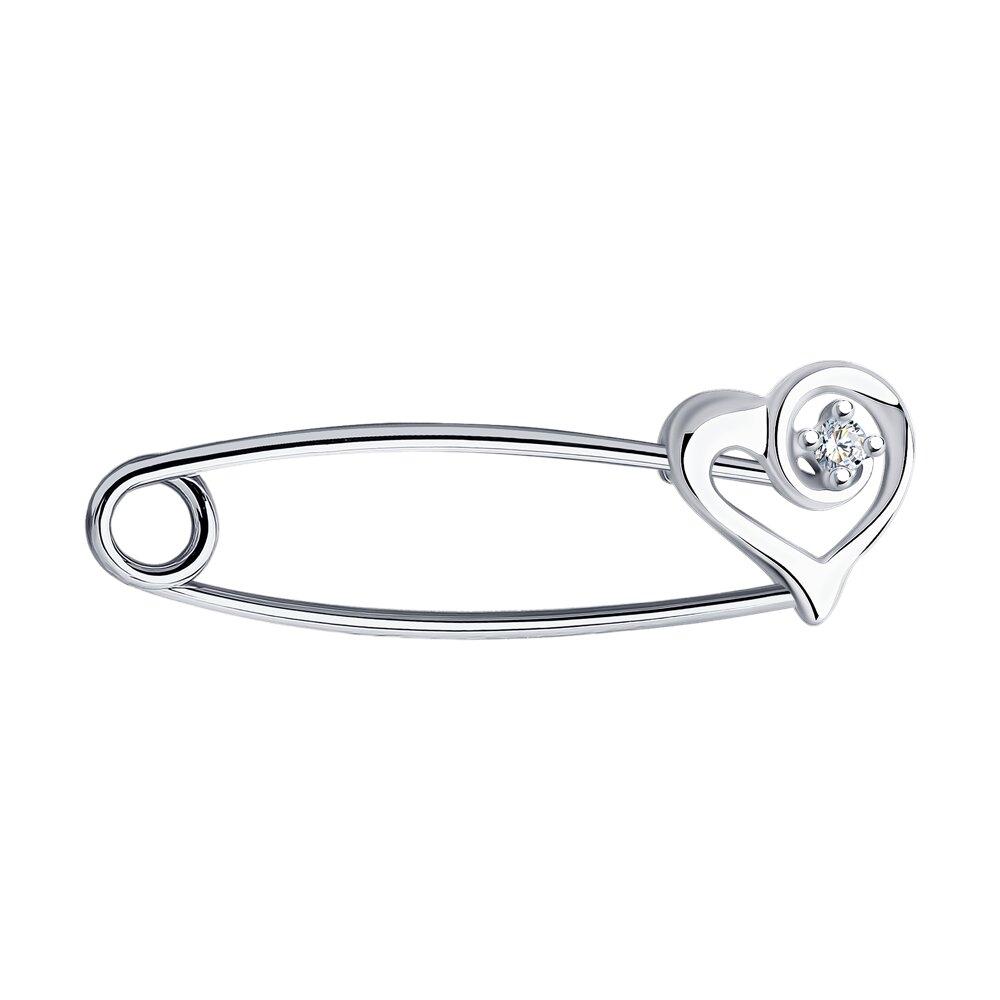 Брошь из серебра с фианитом - фото 1