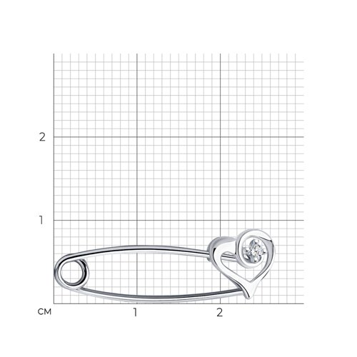 Брошь из серебра с фианитом из серебро — вид 4