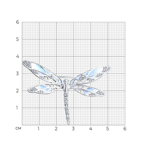 Брошь из серебра с эмалью с фианитами из серебро — вид 3