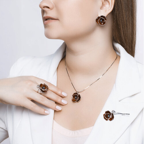 Брошь из серебра с жемчугом и эмалью из серебро — вид 4