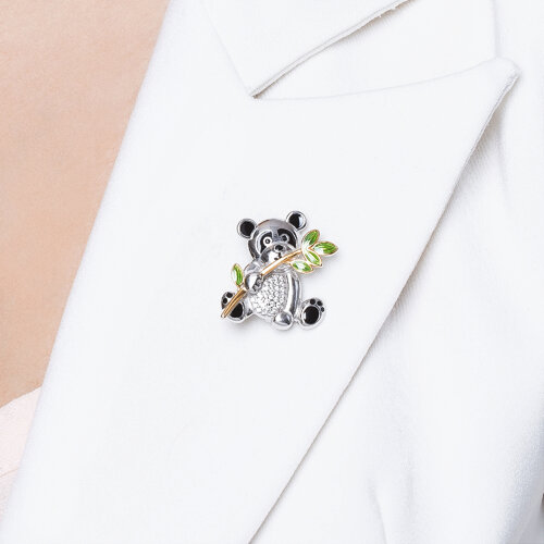 Брошь из золочёного серебра с эмалью и фианитами из серебро — вид 3