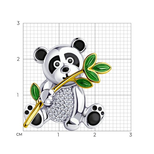 Брошь из золочёного серебра с эмалью и фианитами из серебро — вид 4