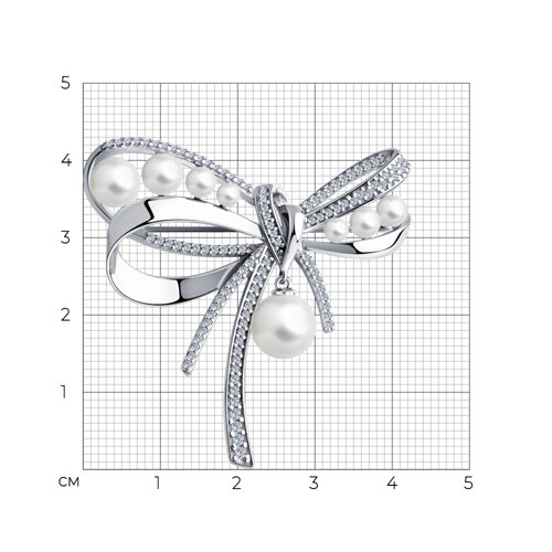 Брошь из серебра с жемчугом и фианитами из серебро — вид 3