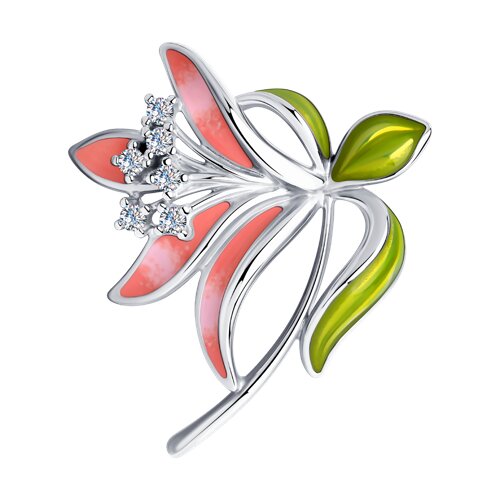 Брошь из серебра с эмалью и фианитами - видео