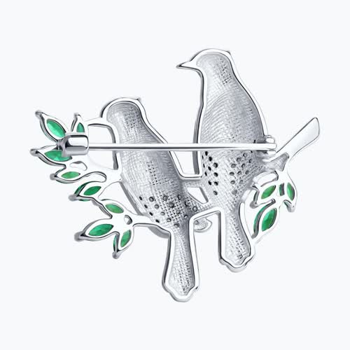 Брошь из серебра с эмалью и фианитами из серебро — вид 2