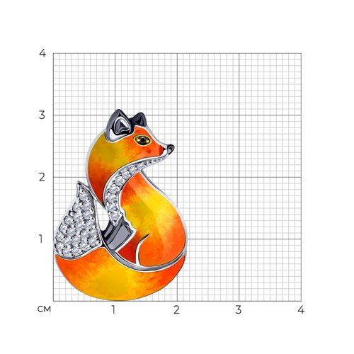 Брошь из золочёного серебра с фианитами и эмалью из серебро — вид 5