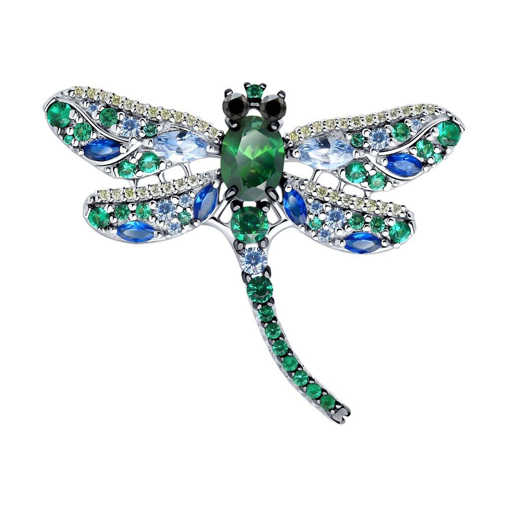 Брошь из серебра с фианитами из серебро