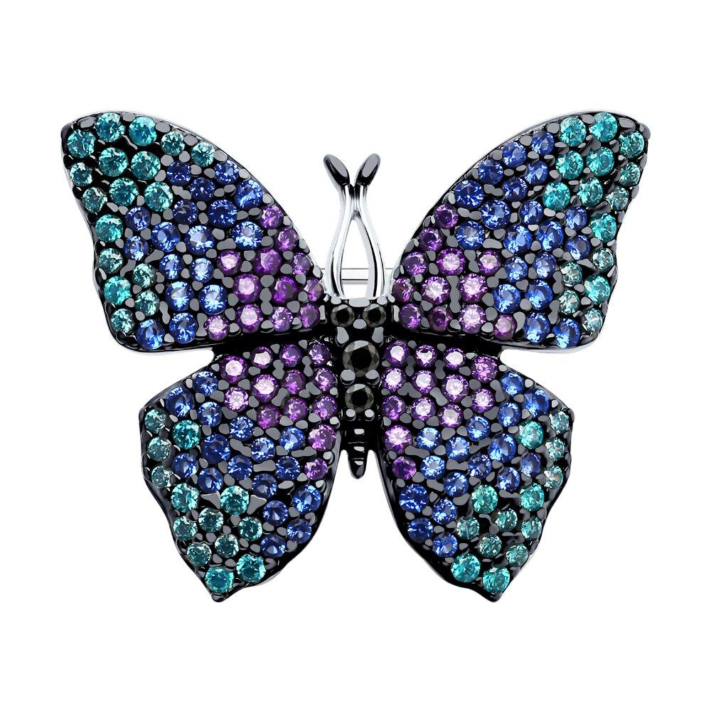 Брошь из серебра с фианитами из серебро