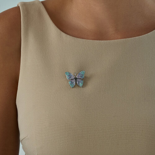 Брошь из серебра с фианитами из серебро — вид 3