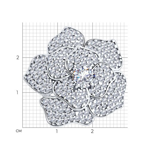 Брошь из серебра с фианитами из серебро — вид 3
