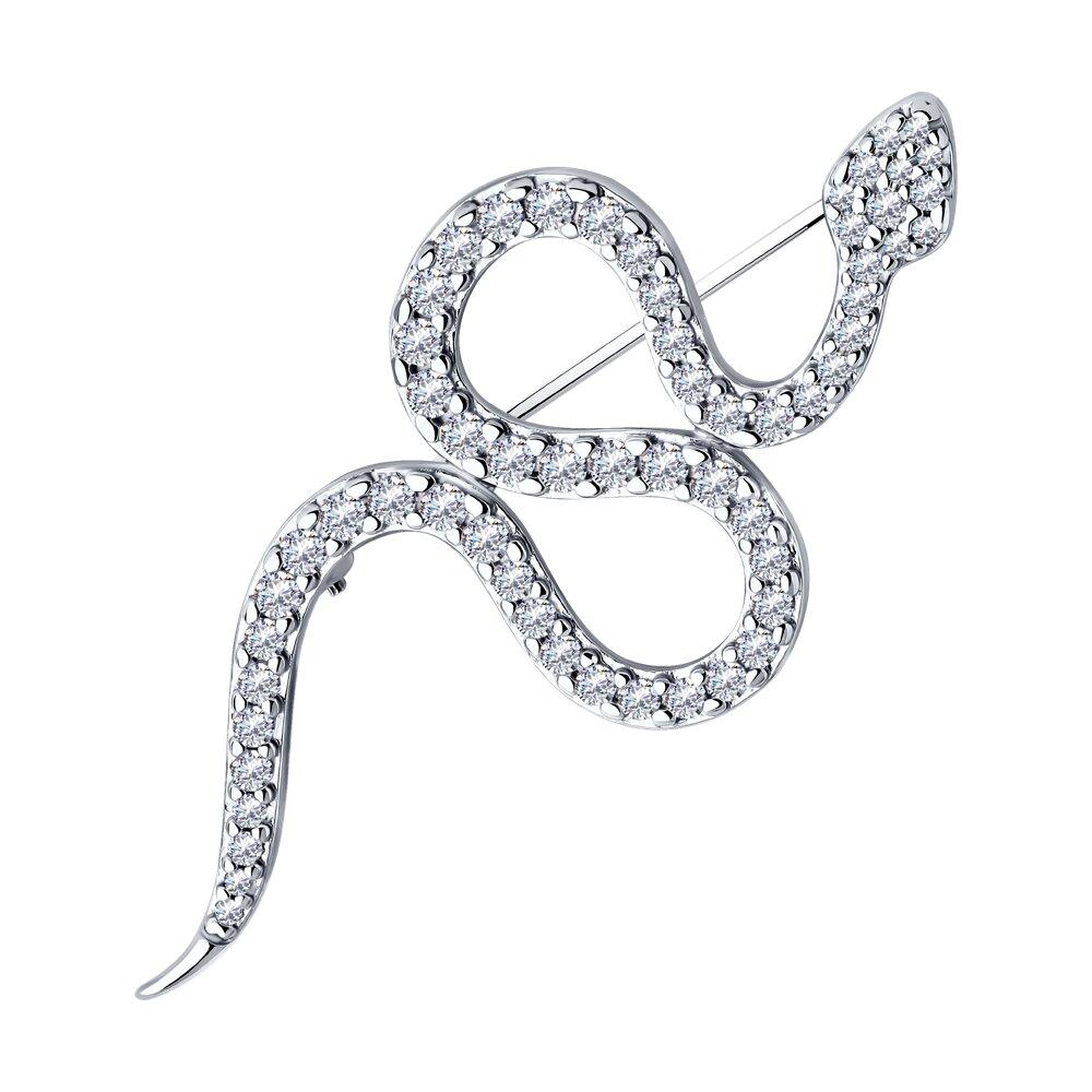 Брошь из серебра с фианитами из серебро