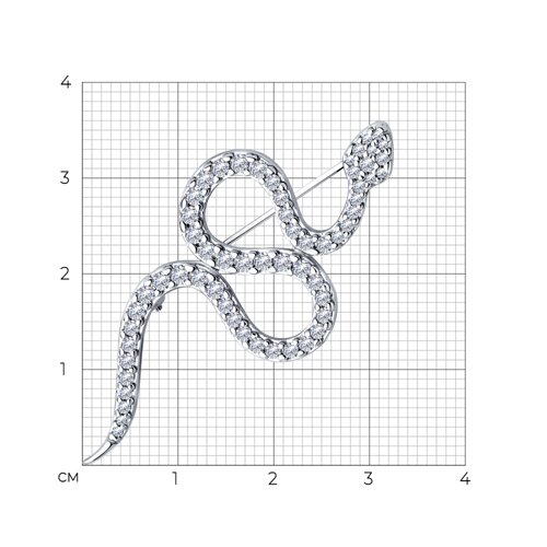 Брошь из серебра с фианитами из серебро — вид 3