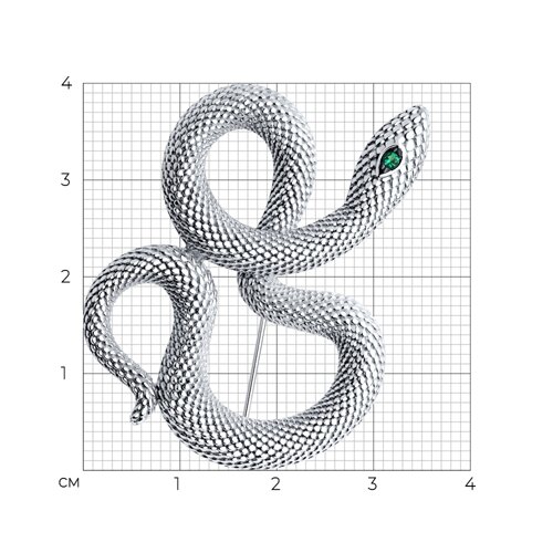 Брошь из серебра с фианитом из серебро — вид 3