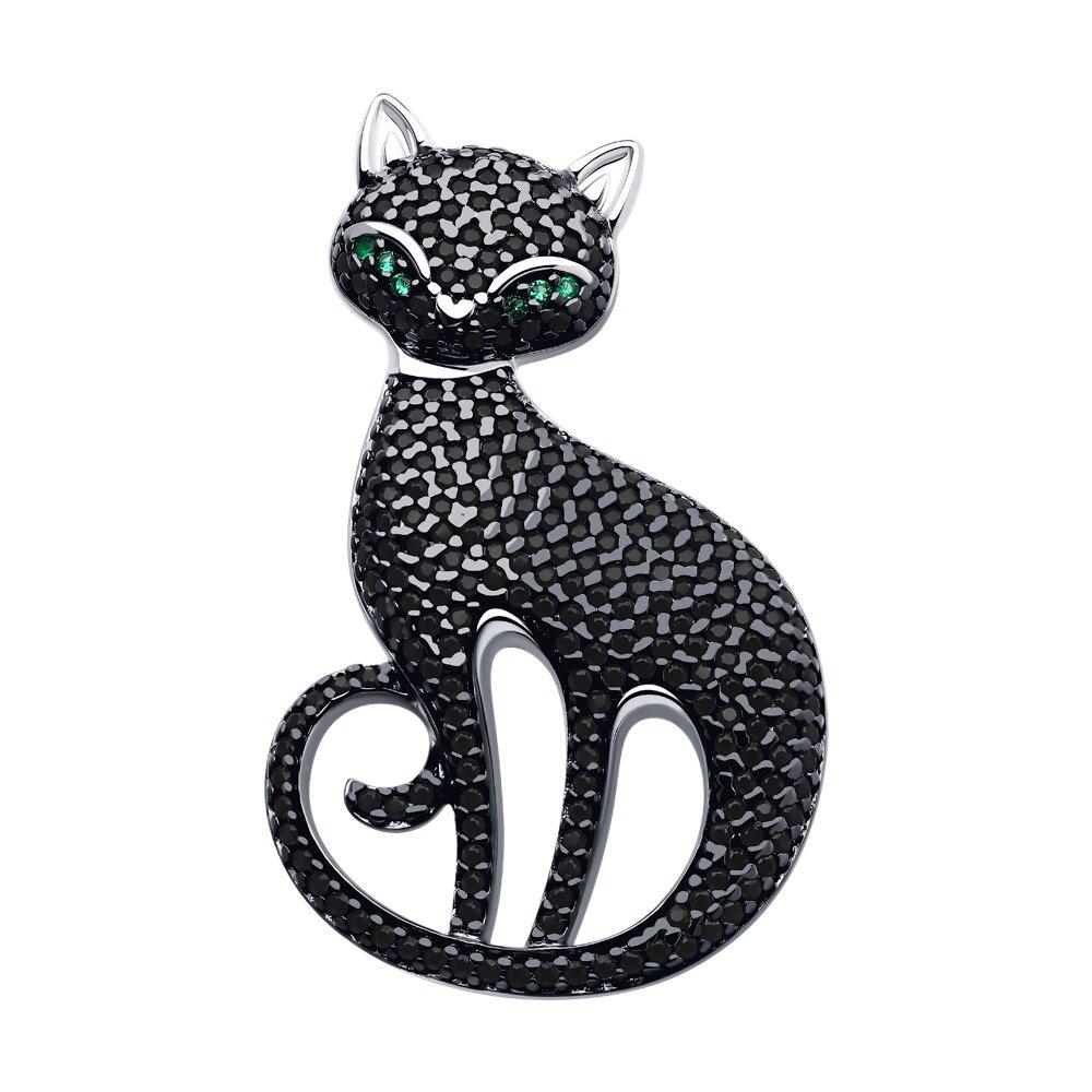 Брошь из серебра с фианитами - видео на модели